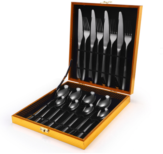 New fashion gift box tableware (black 16-piece set)