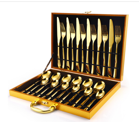 New fashion gift box tableware (gold 24-piece set)