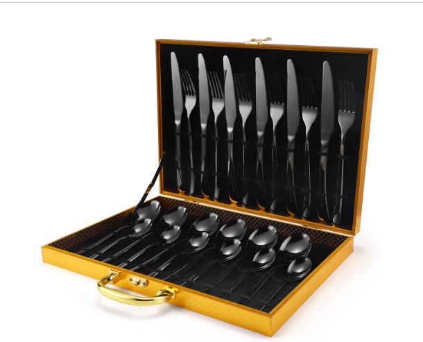 New fashion gift box tableware (black 24-piece set)