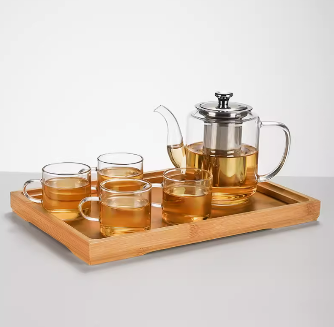 爆款【6件套】家用茶壺(泡茶壺+茶杯*4+大號托盤)