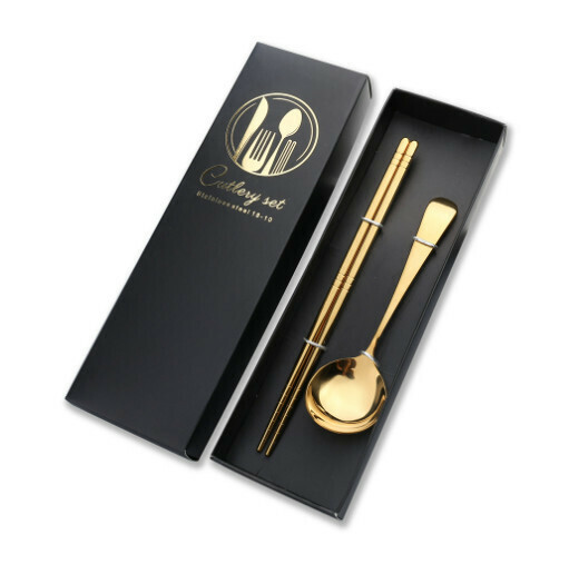New 304 stainless steel Chinese tableware set (titanium-short handle two-piece set)