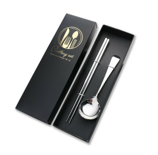 New 304 stainless steel Chinese tableware set (410 original color-short handle two-piece set)