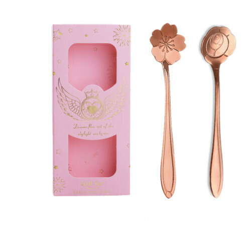 Hotly recommended wedding gift box and tableware set (two-piece rose gold spoon set-powder box)
