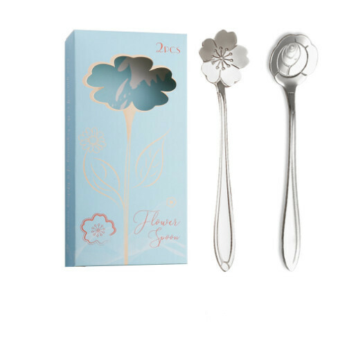 Hot recommended wedding gift box and tableware set (two-piece silver spoon set - light blue box)