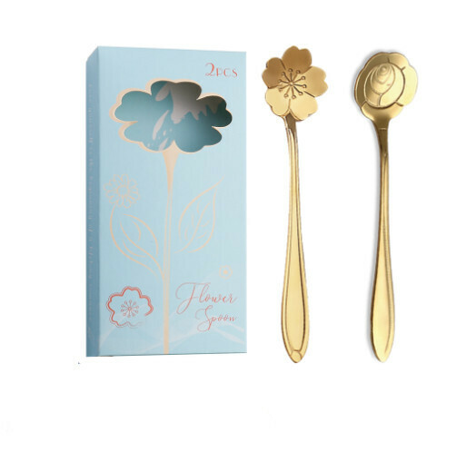 Hot recommended wedding gift box and tableware set (gold spoon two-piece set-light blue box)