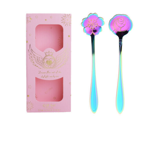 Hotly recommended wedding gift box and tableware set (two-piece set of colorful spoons-powder box)