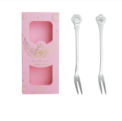 Hot recommended wedding accompaniment gift box tableware set (flower fork silver two-piece set-powder box)