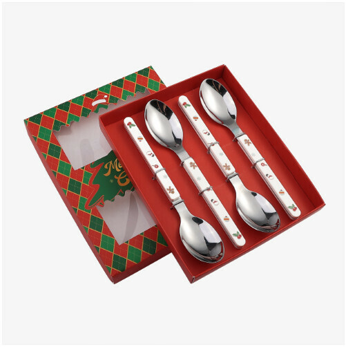 熱推聖誕節餐具套裝（聖誕甜品勺4PCS-禮盒裝）