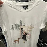 [S] DKNY GRAPHIC PRINT T-SHIRT,WHITE, P4EHTWNA-WHT (SD950)