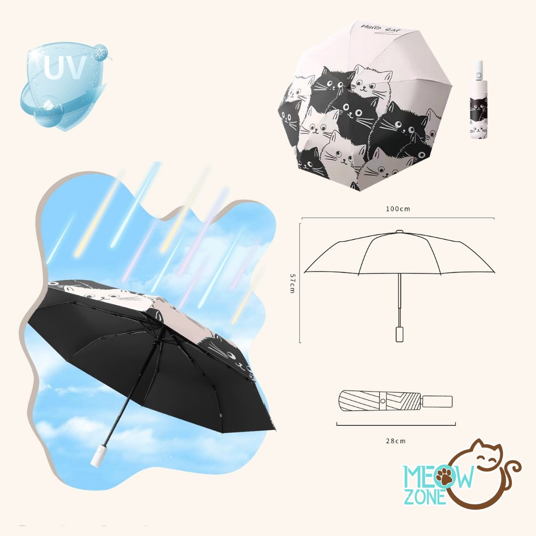 貓奴必備|可愛貓咪圖案縮骨遮