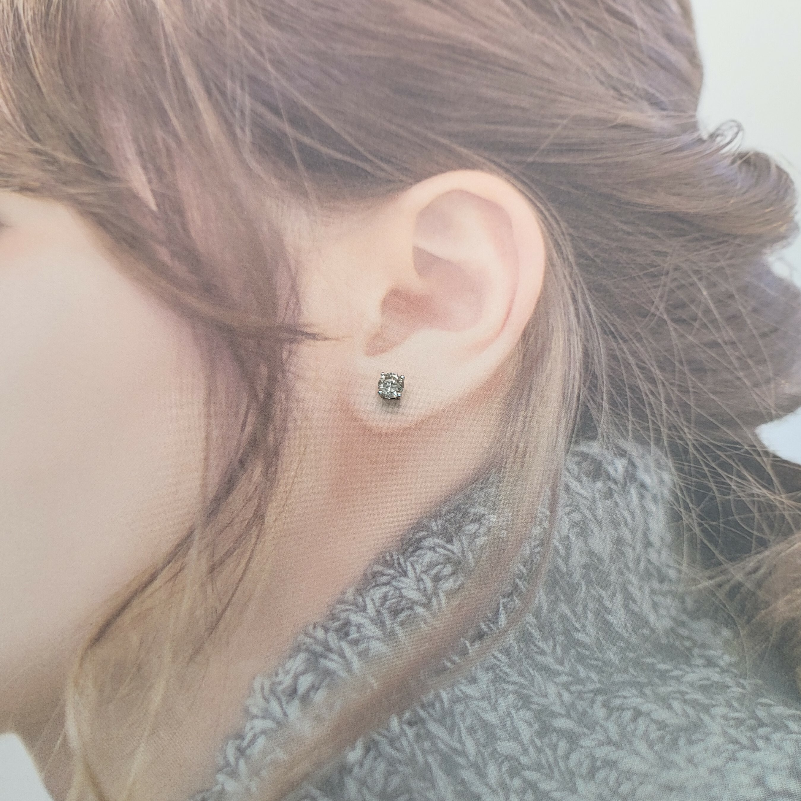 全新18K白金【主石1卡3份鑽石】耳環