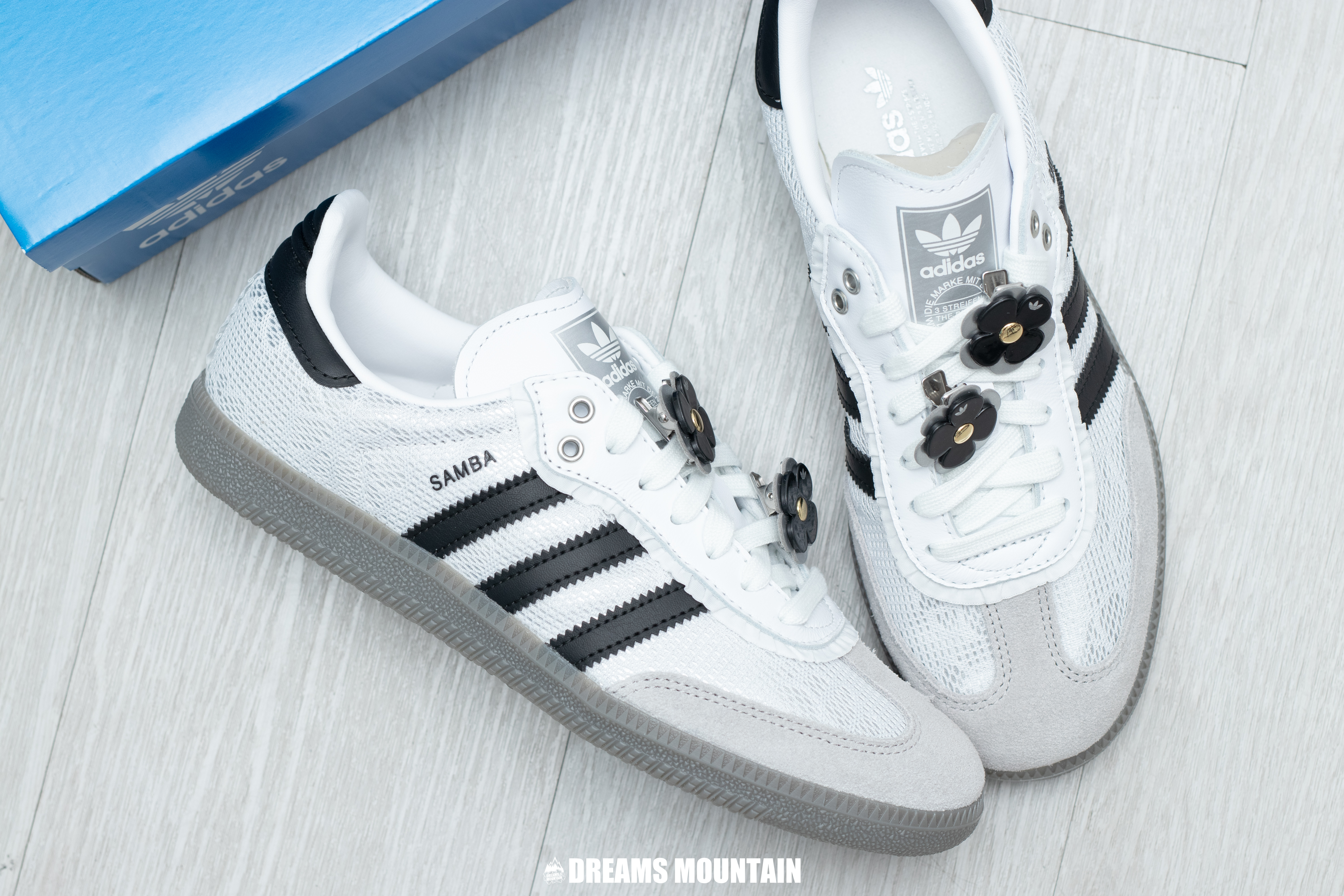 【預訂】 ADIDAS SAMBA OG 白黑LACE 花花焦糖底-WOMEN