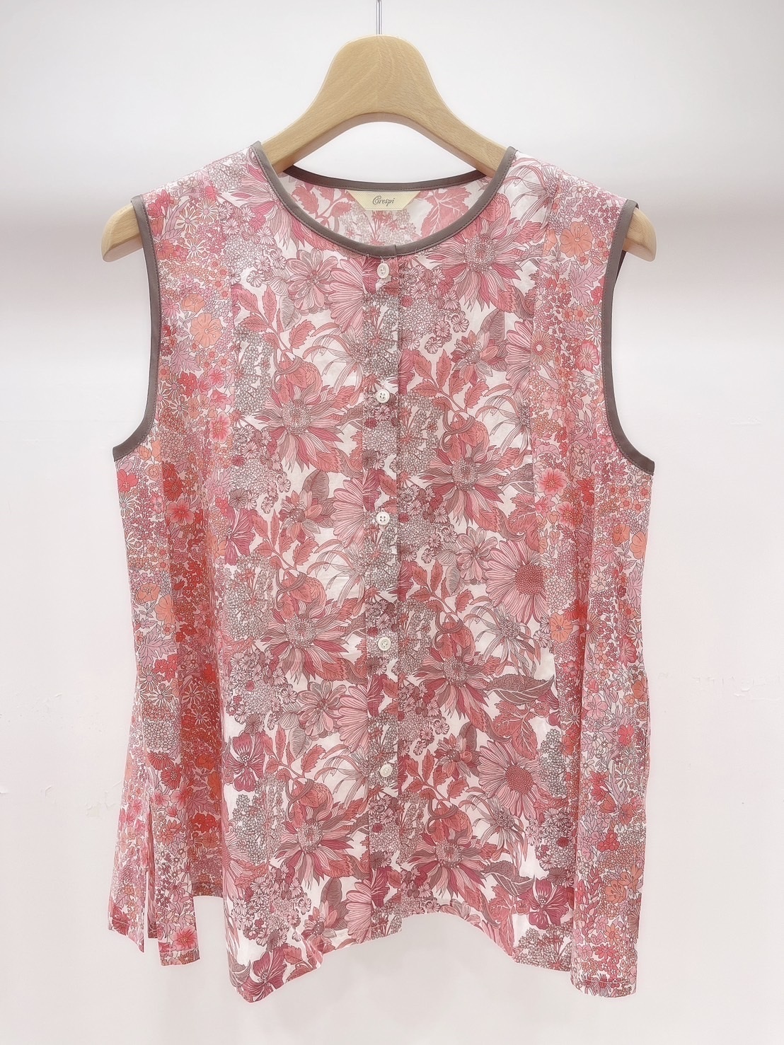 雙花布無袖襯衫