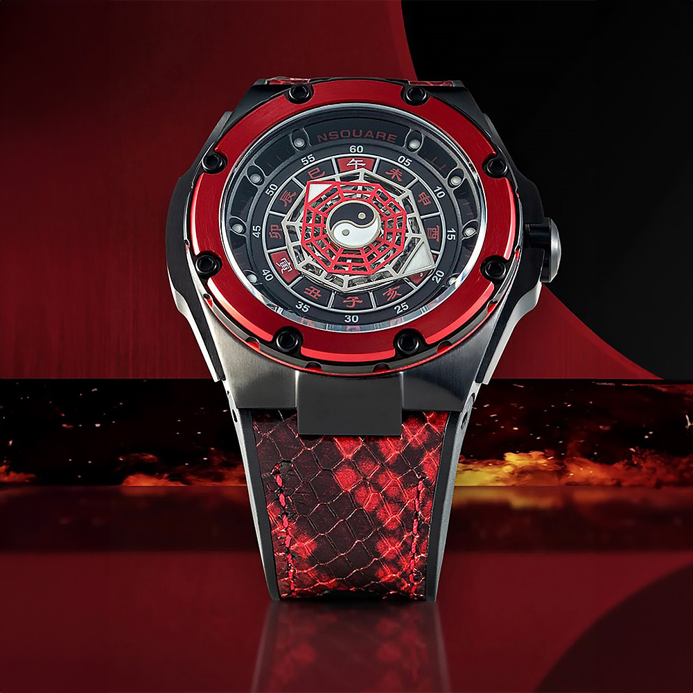(預購)【NSQUARE】 五行系列 火屬性 G0473-N59.4 星辰機芯 高貴神秘 紅 太極八卦地支 腕錶 手錶