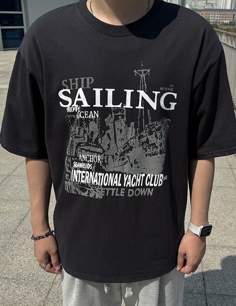 頁岩印染寬鬆短袖T恤