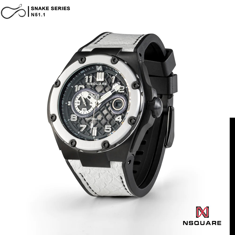 【NSQUARE】 SNAKE蛇系列 特別版 G0473-N51.1夜光輕奢 星辰8217機芯 精細磨砂 機械錶 白色陶瓷