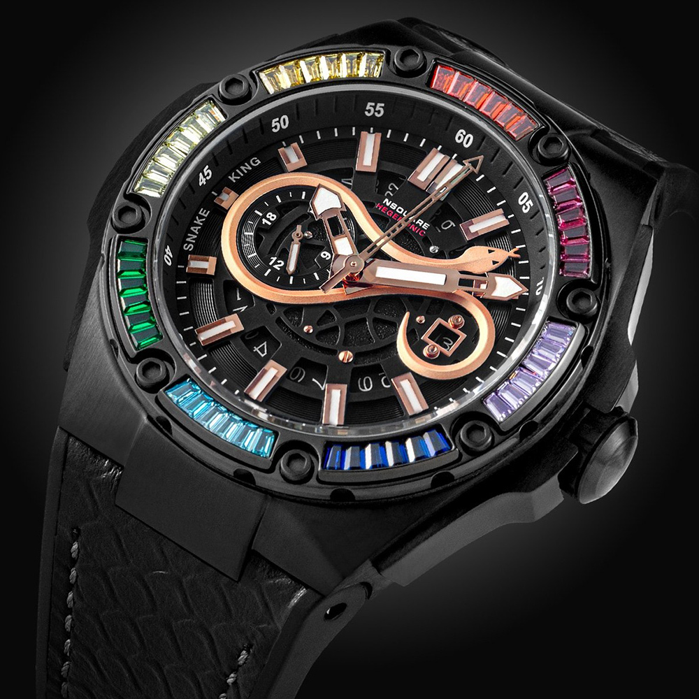 (預購)【NSQUARE】 SNAKE蛇系列特別版 G0473-N51.8 星辰8217機芯 施華洛世奇水晶 夜光 輕奢 機械錶 彩虹黑