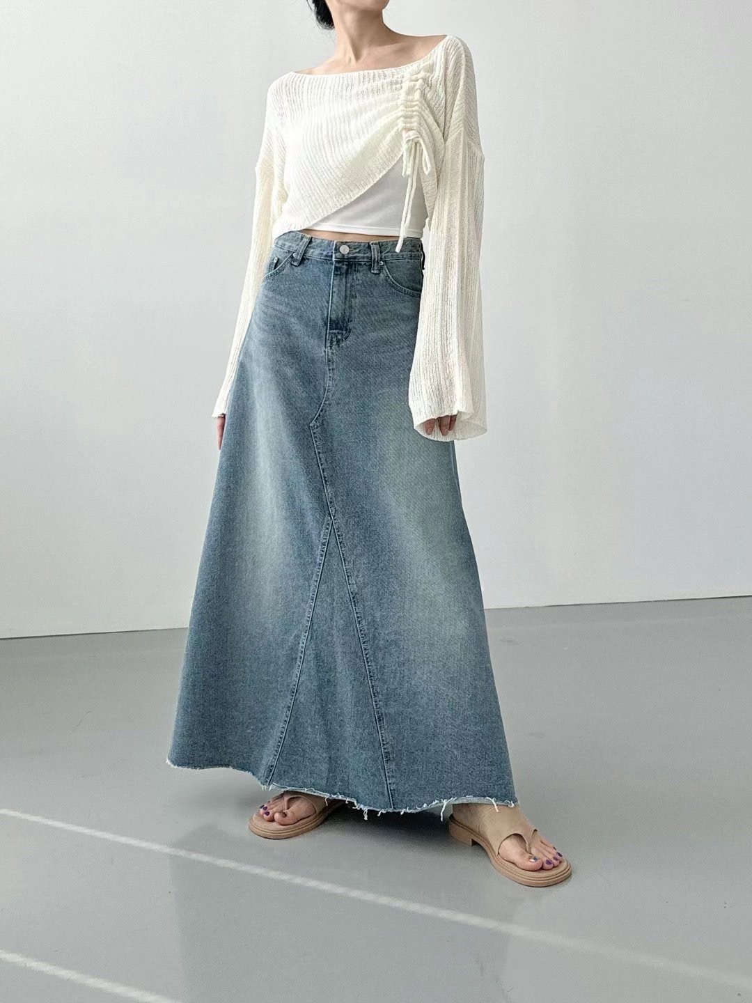 【優惠預訂】韓國喇叭牛仔長裙