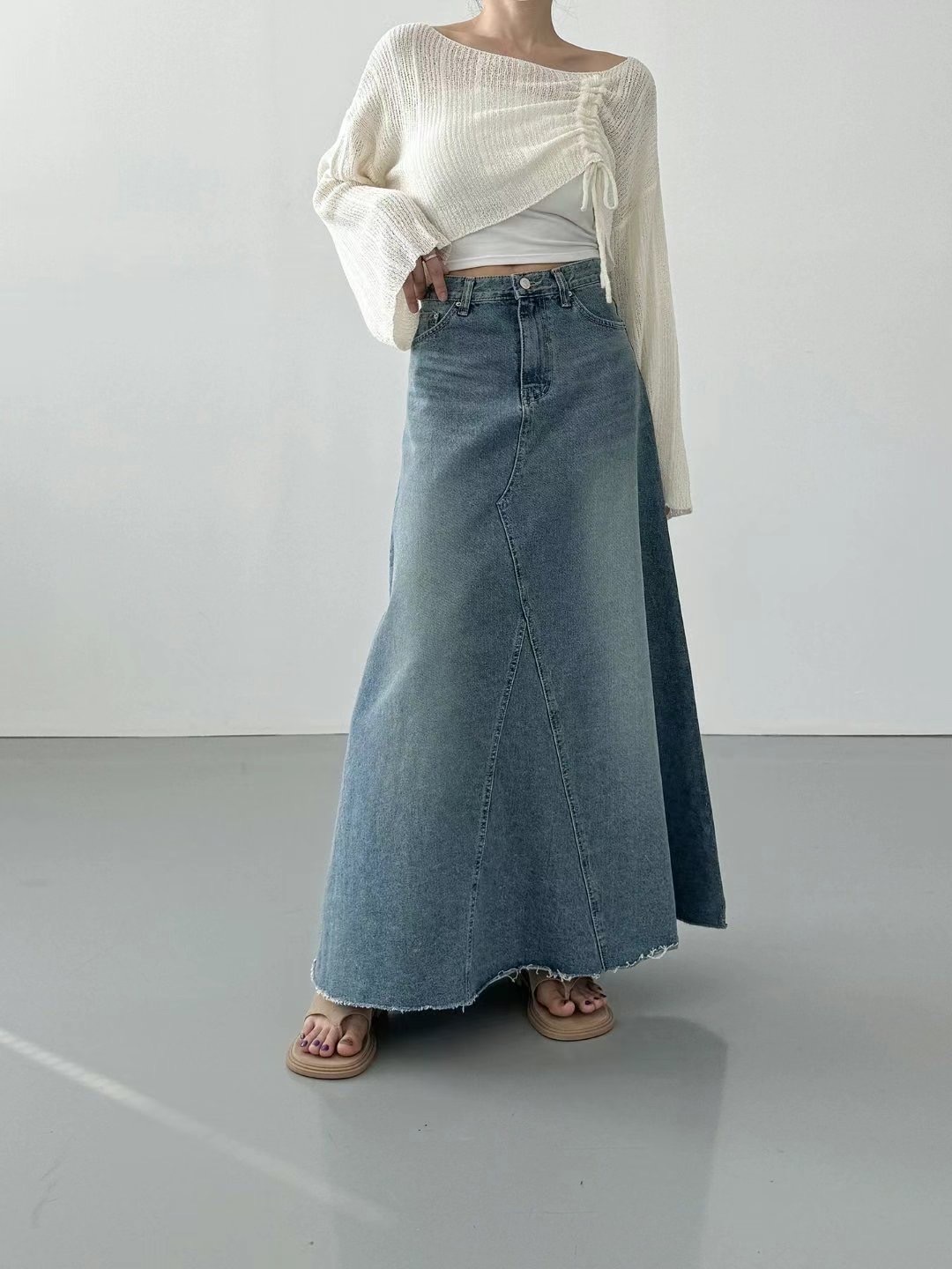 【優惠預訂】韓國喇叭牛仔長裙