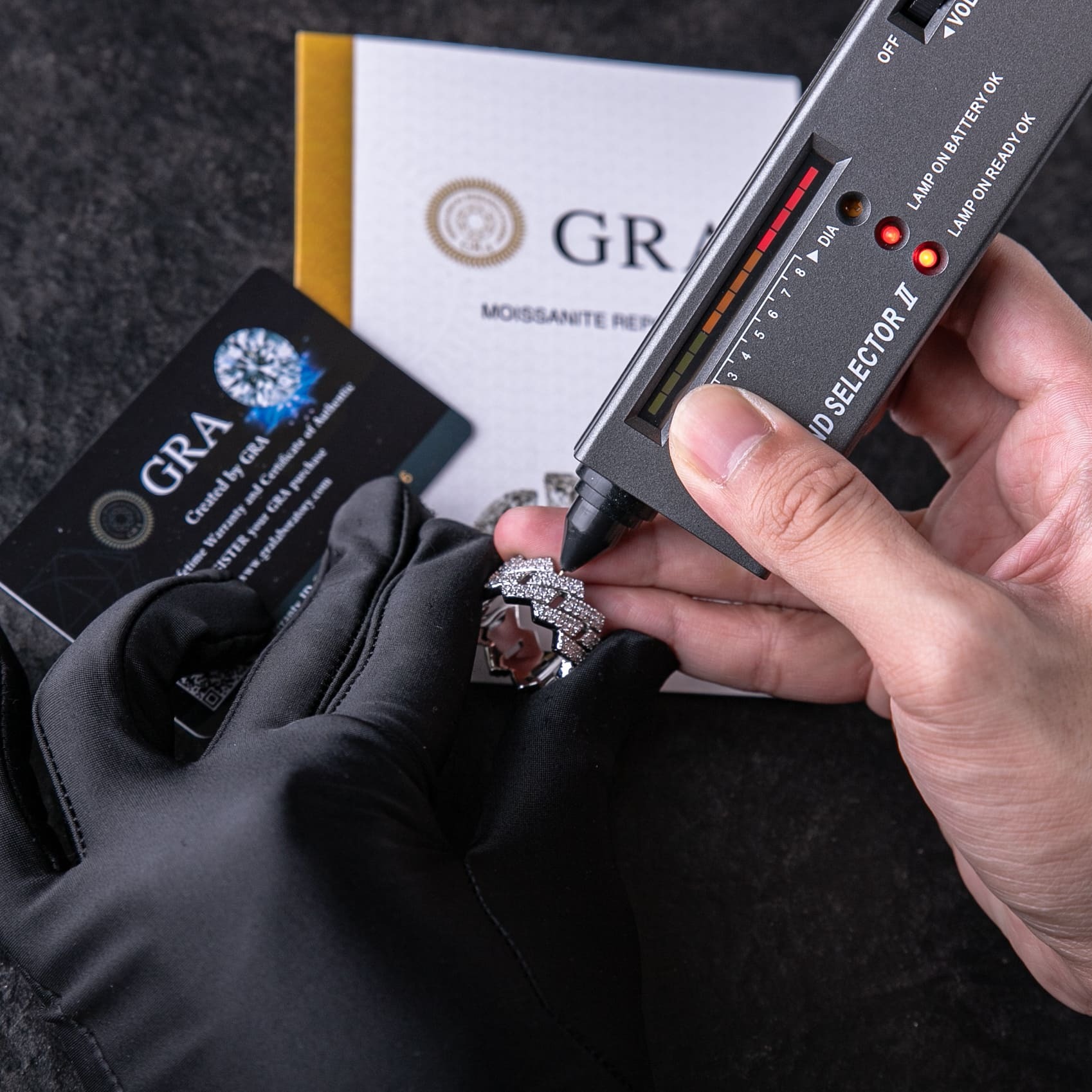 925純銀莫桑石14mm滿鑲方形古巴戒指