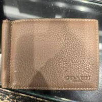 [S] COACH CH090 SLIM MONEY CLIP BILL FOLD WALLET LEATHER,DARK STONE, 196395405367 (SCO854)