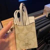 [S] COACH 63274 SIGNATURE PVC LANYARD ID,IM/LIGHTKHAKI/CHALK, 889532719013 (SCO853)