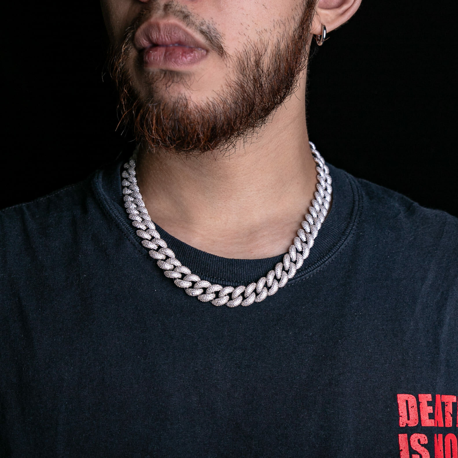 15mm滿鑲五排鑽泡泡古巴項鍊