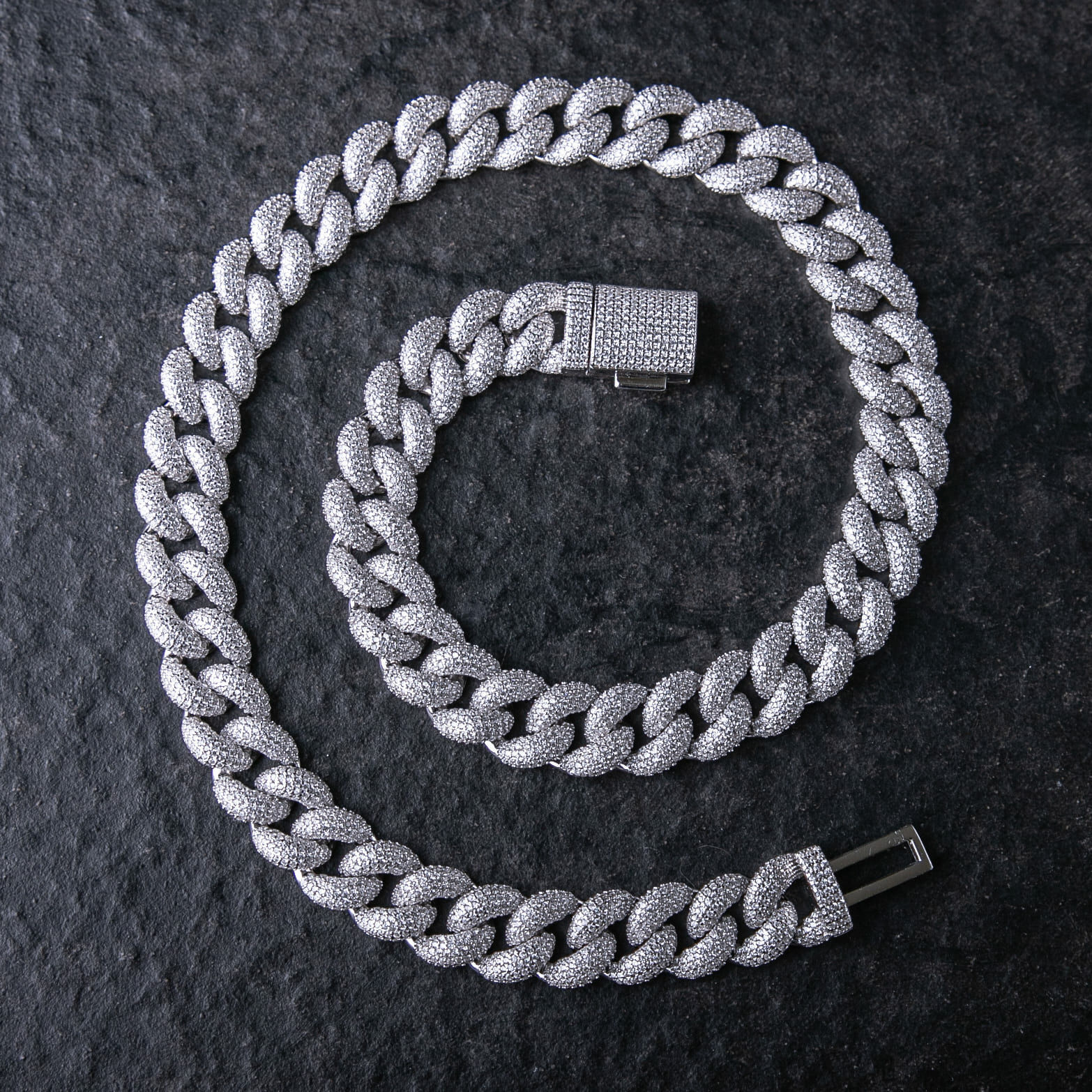 15mm滿鑲五排鑽泡泡古巴項鍊