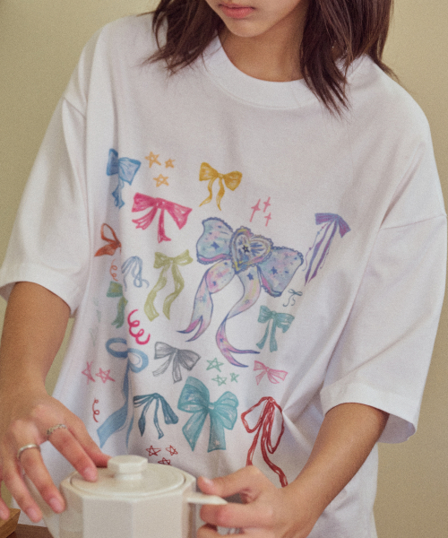 韓國🇰🇷連線 CPGN STUDIO 蝴蝶結 緞帶短袖 白色 黑色 (任買兩件711免運)/預購