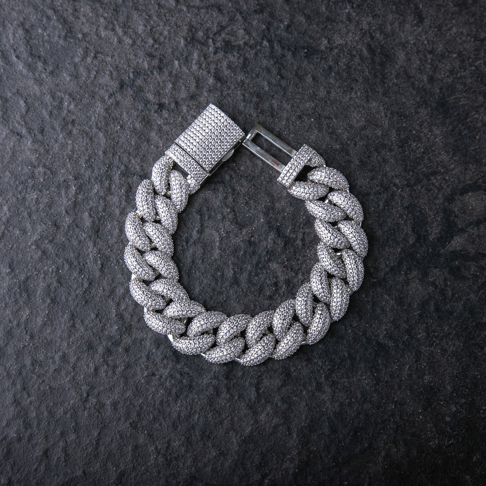 15mm滿鑲五排鑽泡泡古巴手鍊