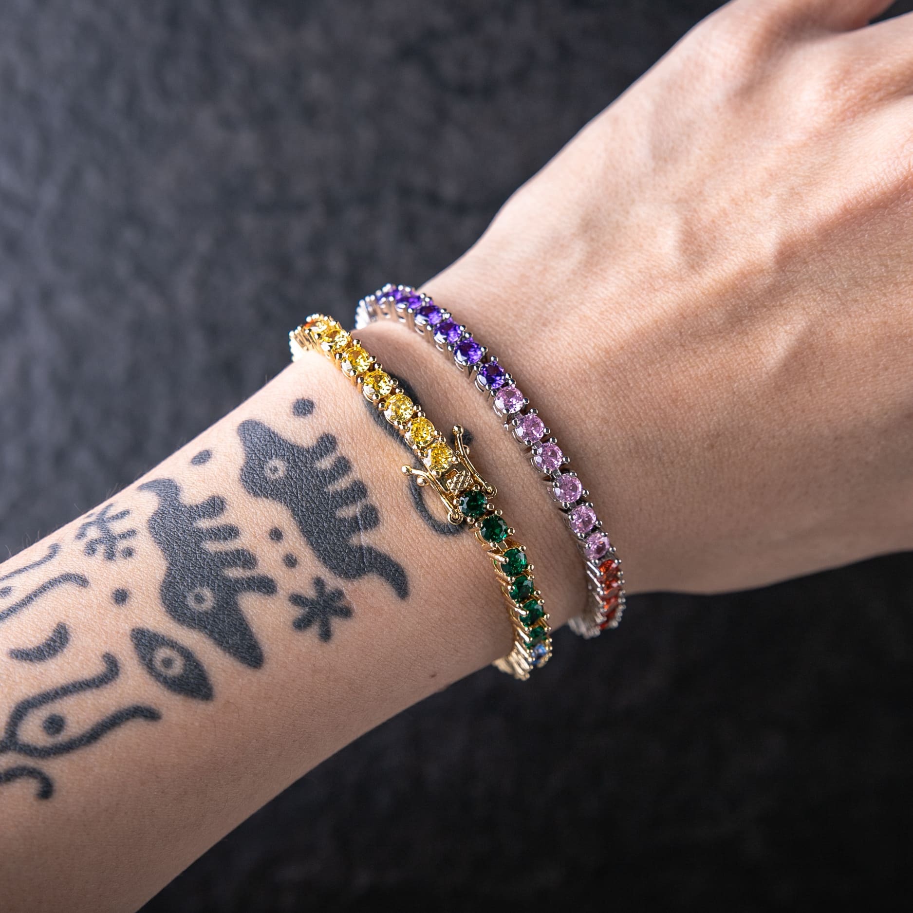 4mm單排鑽彩虹網球手鍊