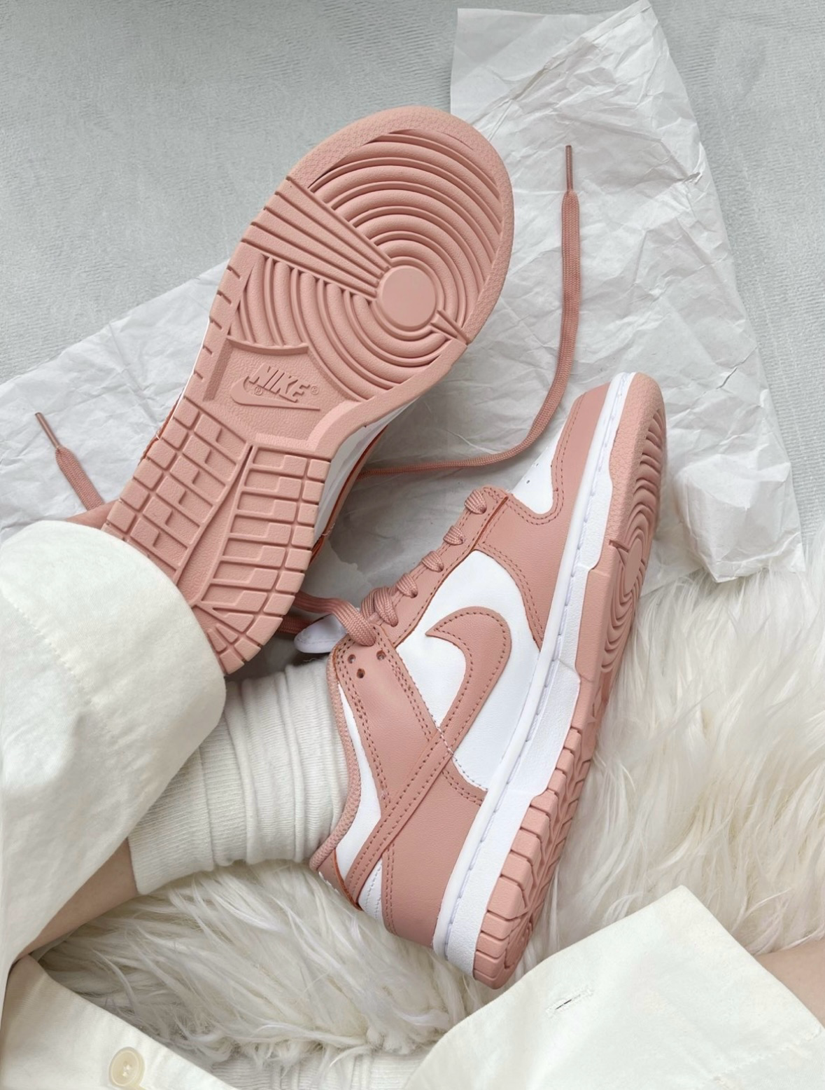 Nike Dunk Low 香檳粉 白粉色 皮革 女款 DD1503-118/預購