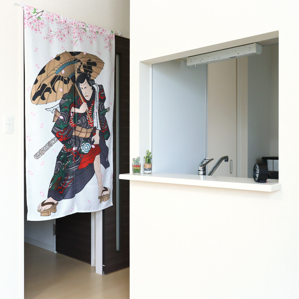 傘 錦繪利平 浮世繪 長暖簾 門簾 150cm｜日本製 のれん工房