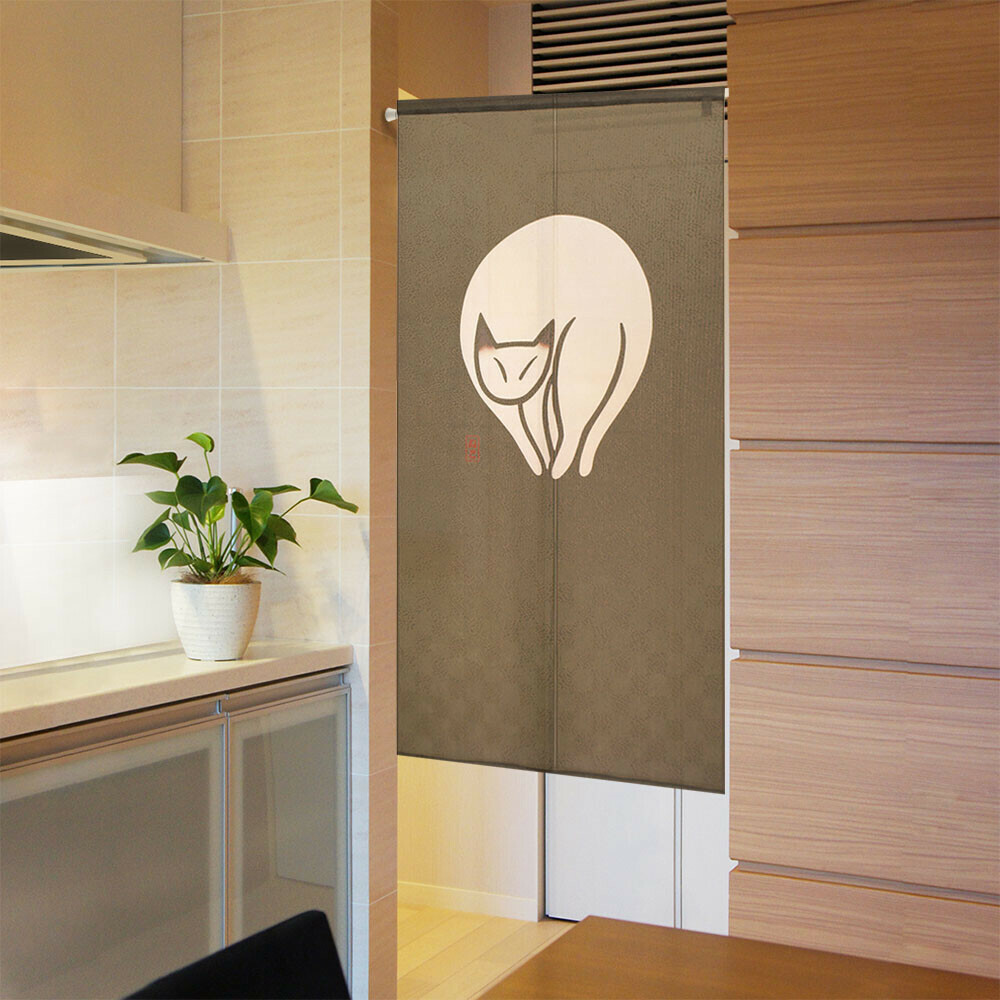 貓 長暖簾 門簾 150cm｜日本製 のれん工房