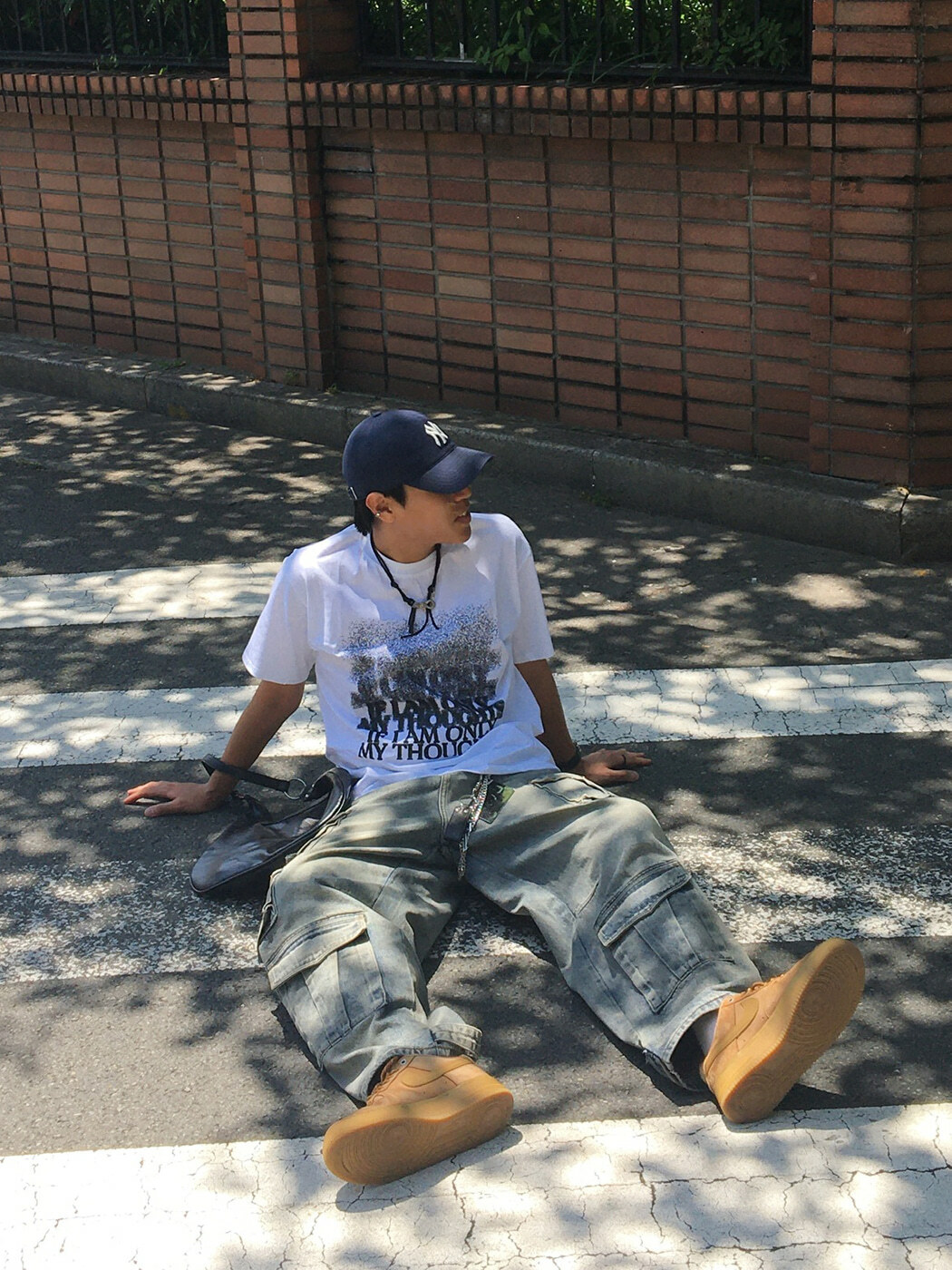 漸變文字圖案短袖T恤