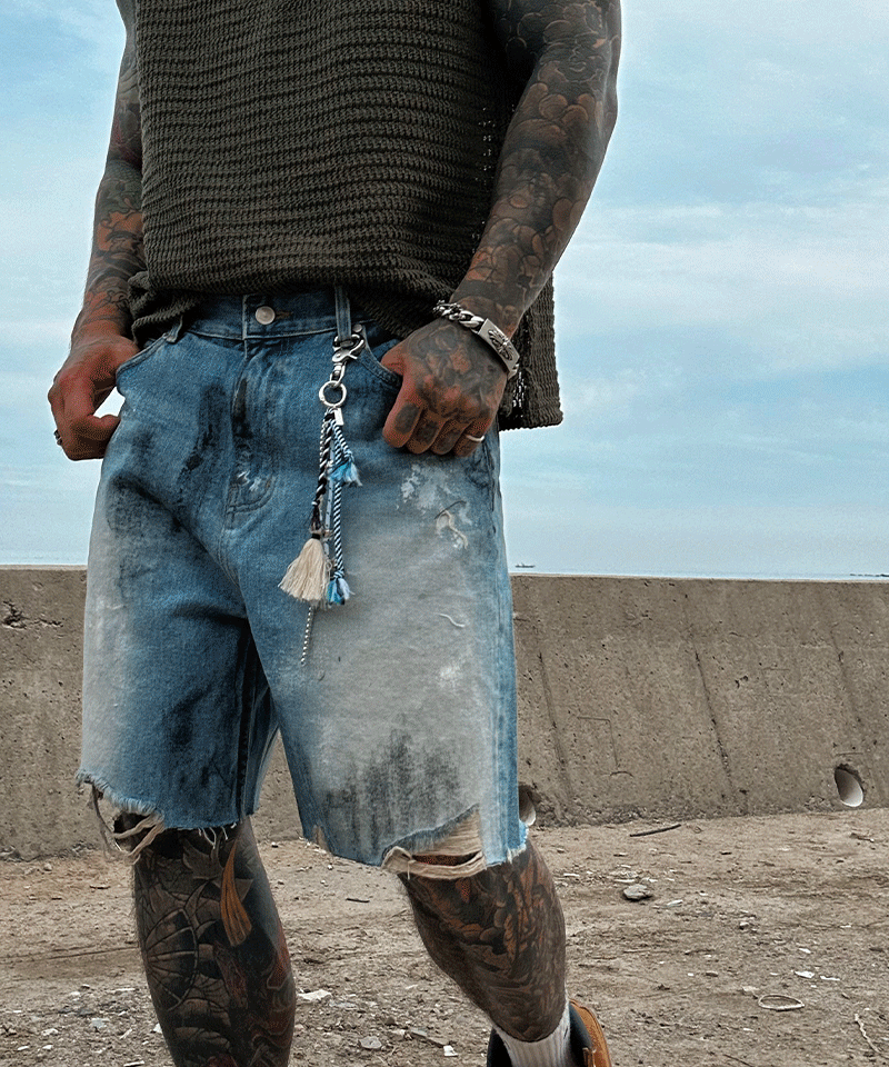 (韓國獨家特價)夏季復古剪裁牛仔短褲