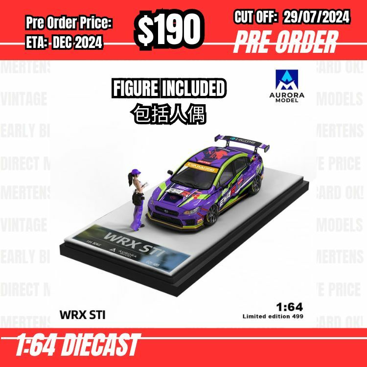 PO-$190 * Time Micro * 1:64 Subaru WRX STI VA2014 EVA Purple w/figure [OD25/07]