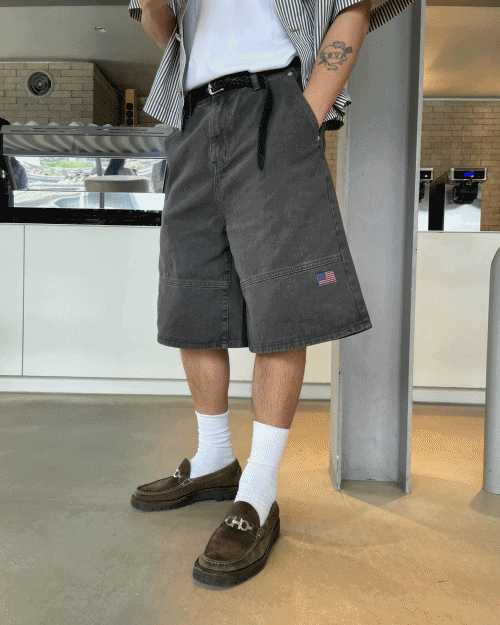 星條旗艦染色寬大短褲