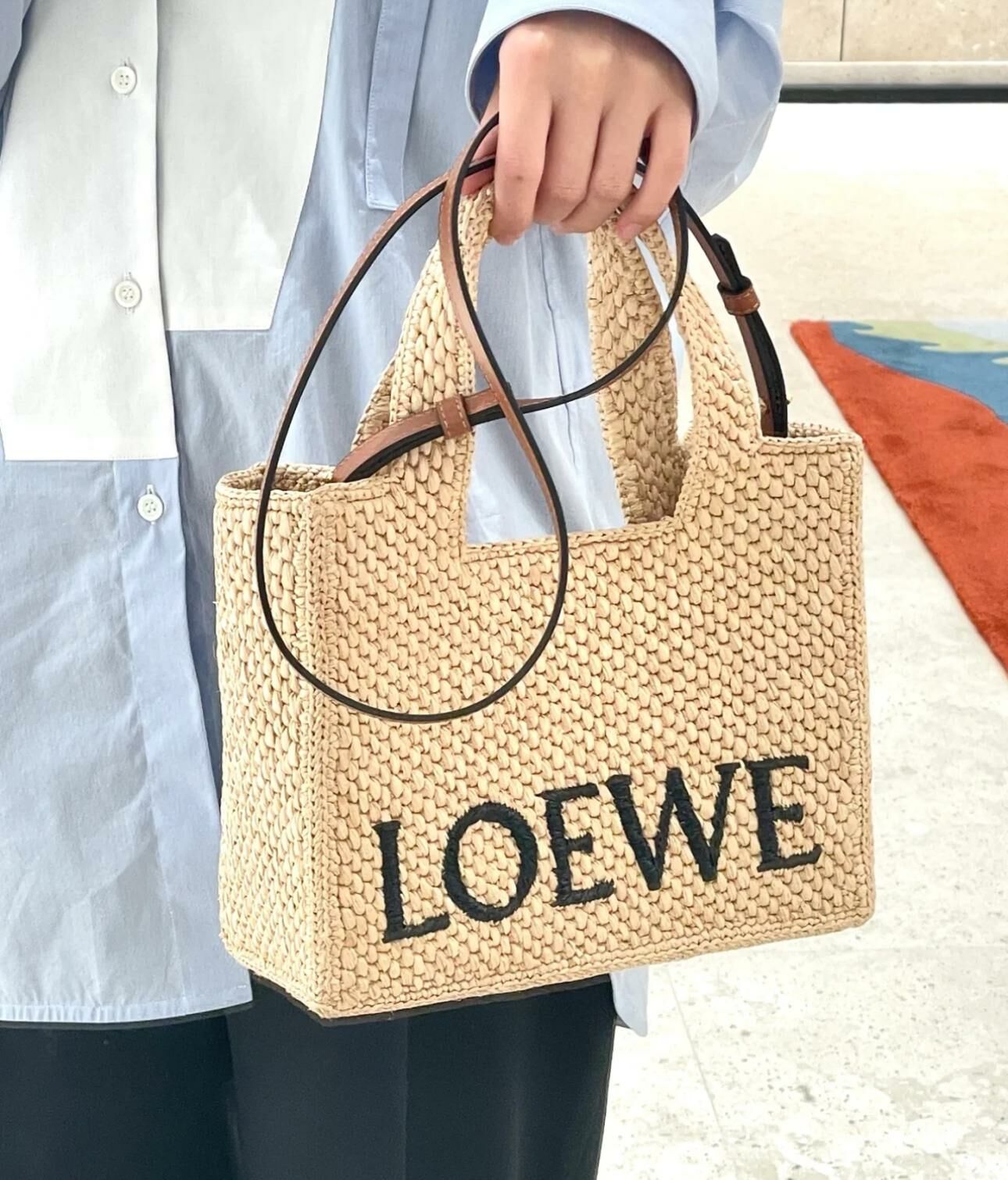 二手】LOEWE FONT TOTE 草編織手提包Y0457