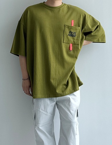 橙色織帶短袖T恤