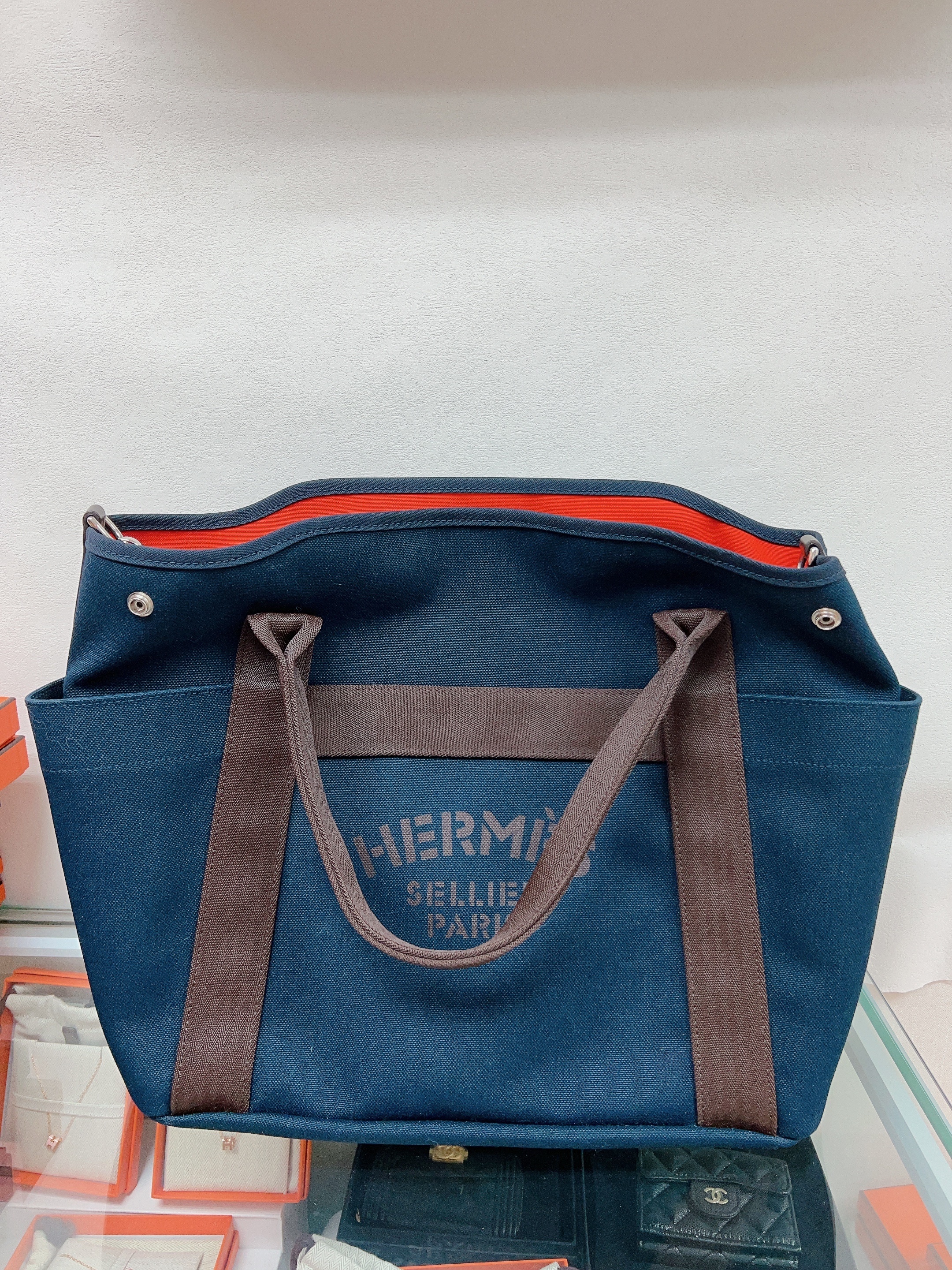 Hermes glooming tote bag navy