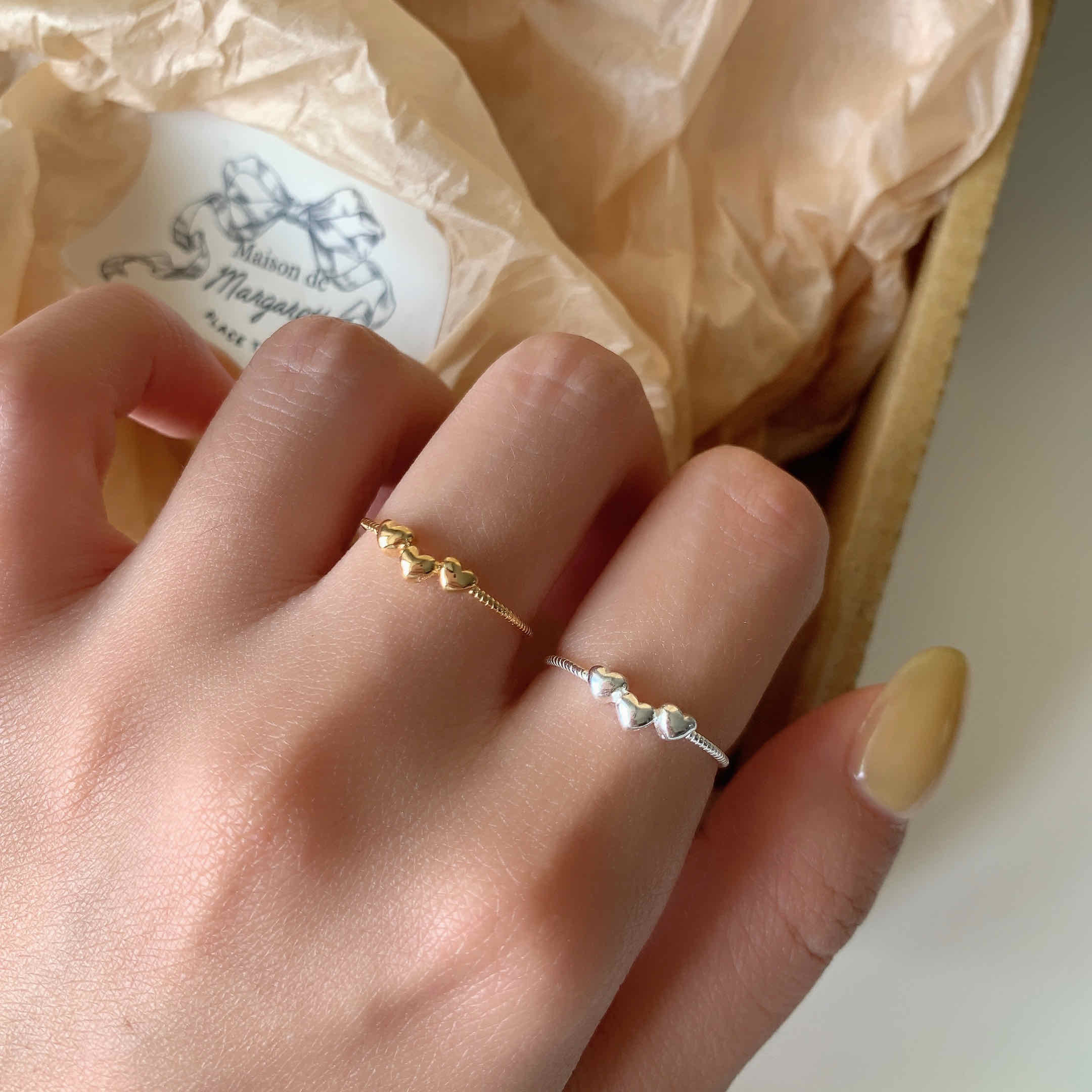 🇰🇷925 silver 愛心泡泡 戒指｜2 color