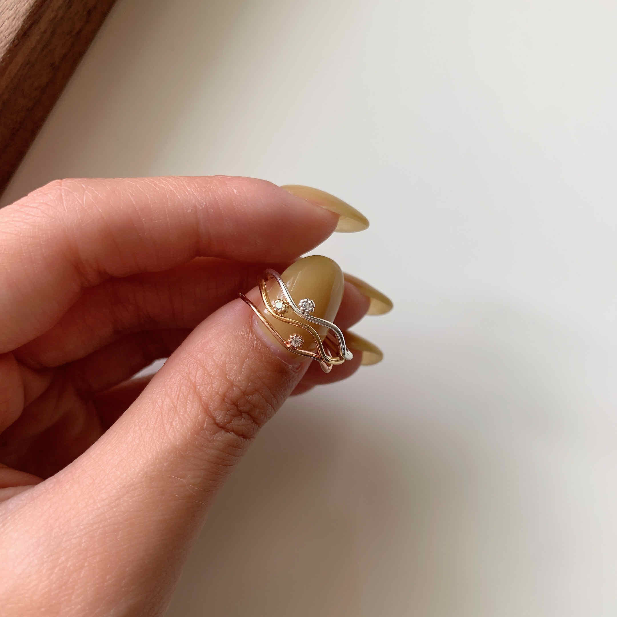 🇰🇷925 silver 波紋單鑽戒指｜3 color