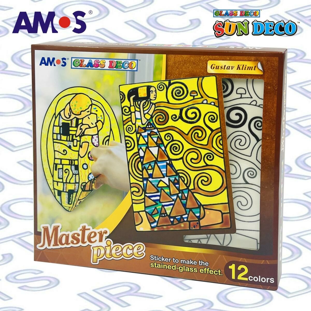 AMOS - 韓國 AMOS 繪畫玻璃彩連可移撕貼紙-克林姆款, 12色 (盒裝) #PS10P12M-K《香港行貨》