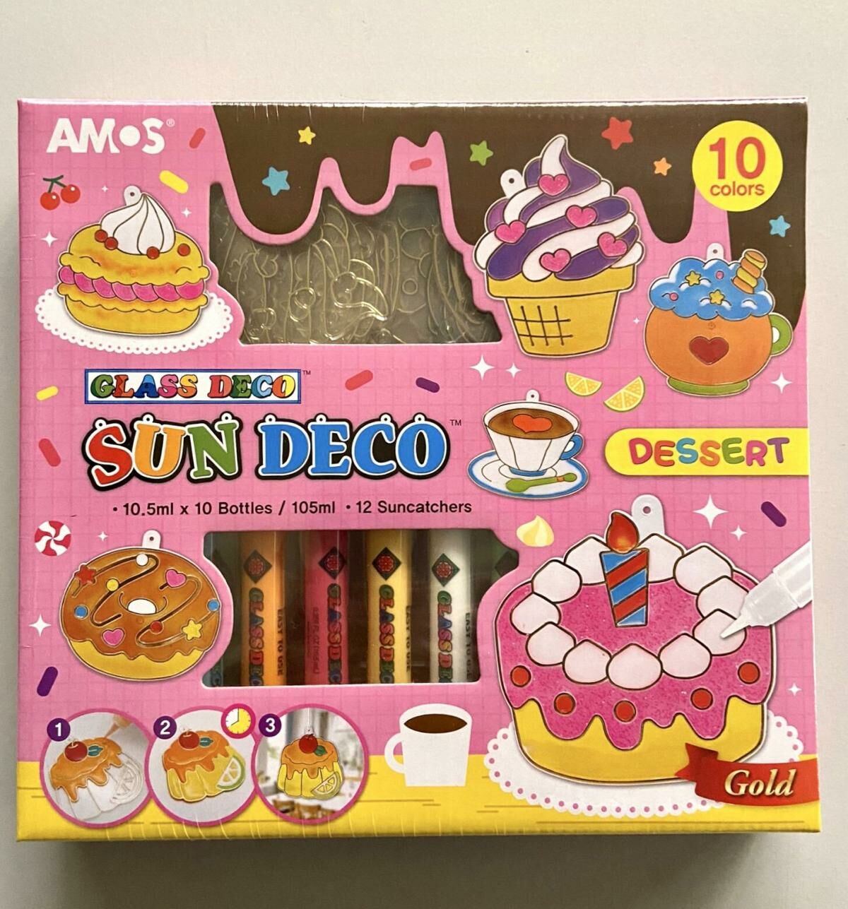 AMOS - 韓國 AMOS 繪畫玻璃彩 -甜品系列, 10色 (盒裝) #SD10P10-DS《香港行貨》- 1 套