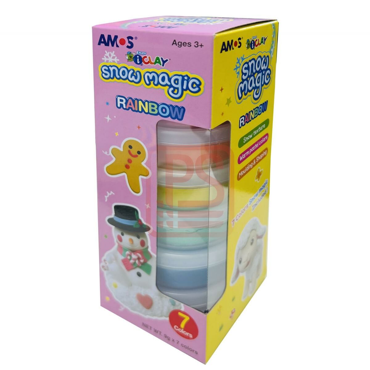 AMOS - 韓國 AMOS iCLAY® 聖誕魔幻雪人造型 輕黏土, 7色套裝 #SM7P-R《香港行貨》- 1 套