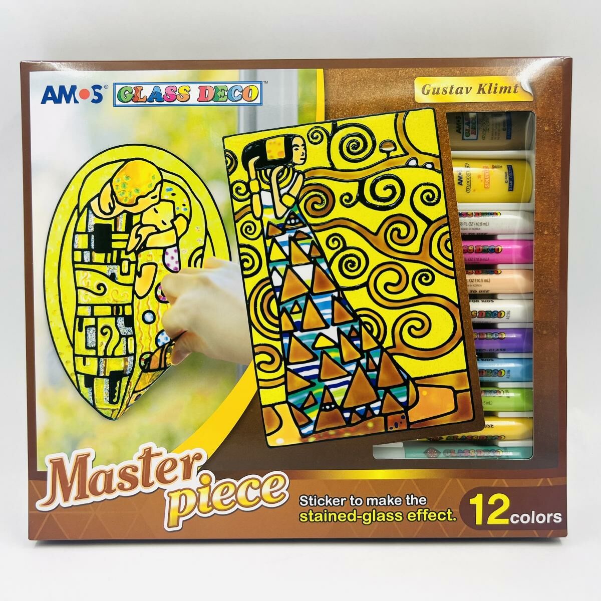 AMOS - 韓國 AMOS 繪畫玻璃彩連可移撕貼紙-克林姆款, 12色 (盒裝) #PS10P12M-K《香港行貨》