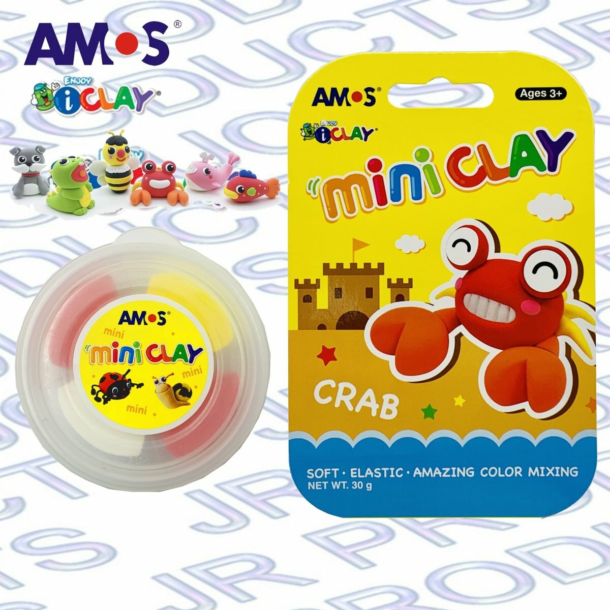 AMOS - 韓國 AMOS iCLAY® 30克 迷你裝輕黏土, 小蟹子 #IC30-C《香港行貨》-1包