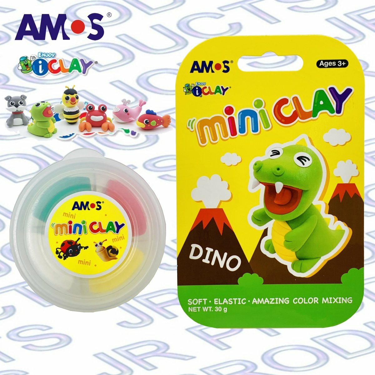 AMOS - 韓國 AMOS iCLAY® 30克 迷你裝輕黏土, 小恐龍 #IC30-D《香港行貨》- 1包