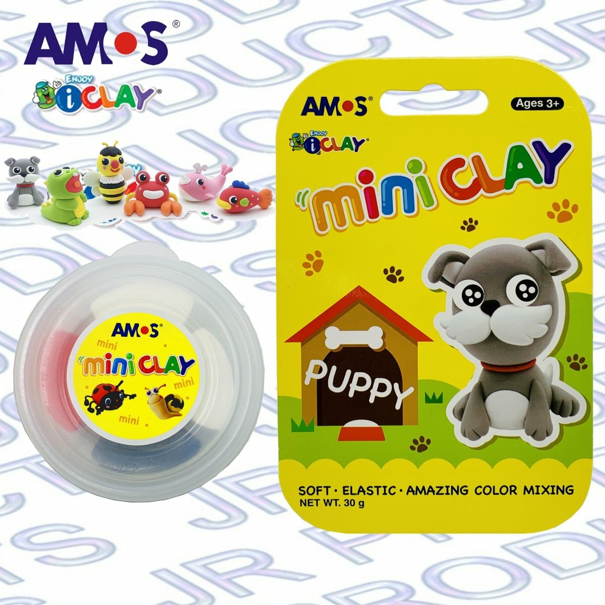 AMOS - 韓國 AMOS iCLAY® 30克 迷你裝輕黏土, 小犬兒 #IC30-P《香港行貨》- 1包